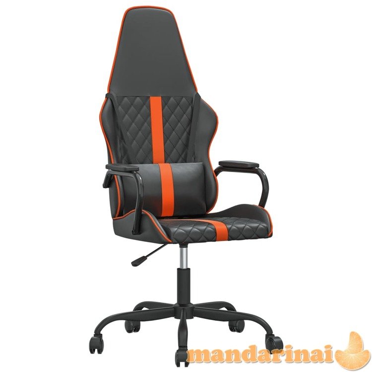 Masažinė žaidimų kėdė, oranžinė ir juoda, dirbtinė oda