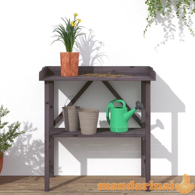 Augalų sodinimo stalas su lentyna, pilkas, 78x38x82,5cm, eglė