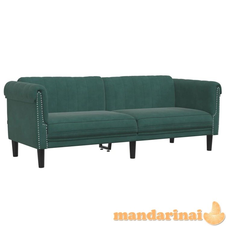Trivietė sofa, tamsiai žalios spalvos, aksomas