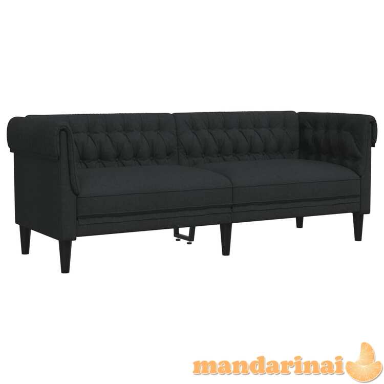 Trivietė chesterfield sofa, juodos spalvos, audinys