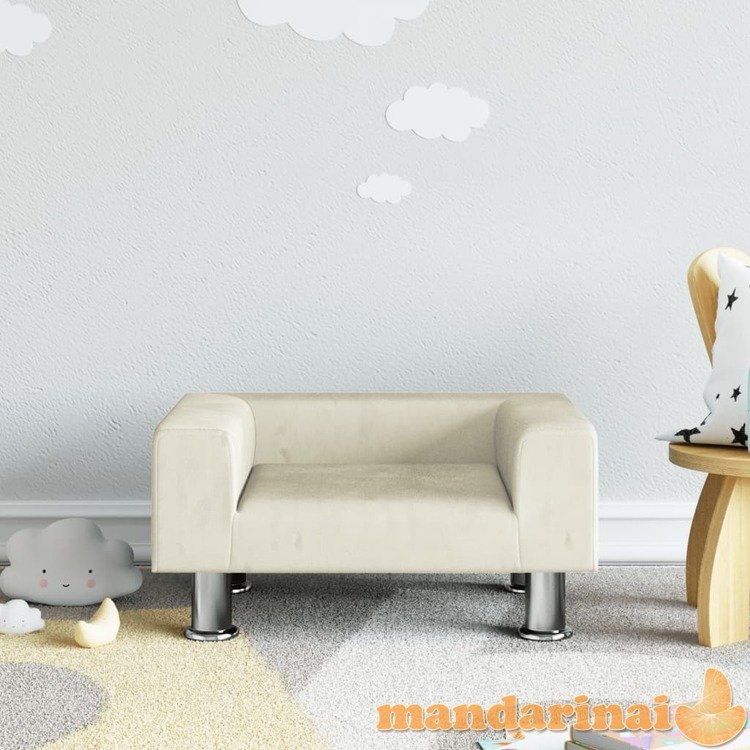 Vaikiška sofa, kreminės spalvos, 50x40x26,5cm, aksomas