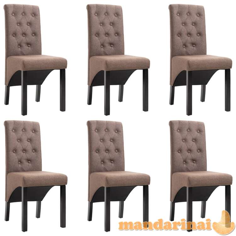 Valgomojo kėdės, 6 vnt., rudos, audinys