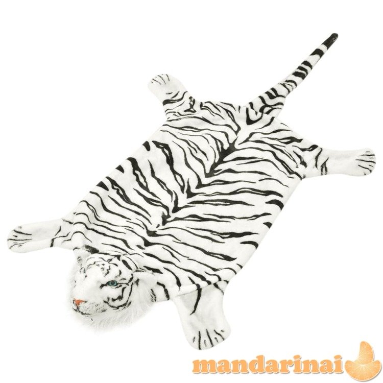 Kilimas tigras, pliušinis, 144 cm, baltas