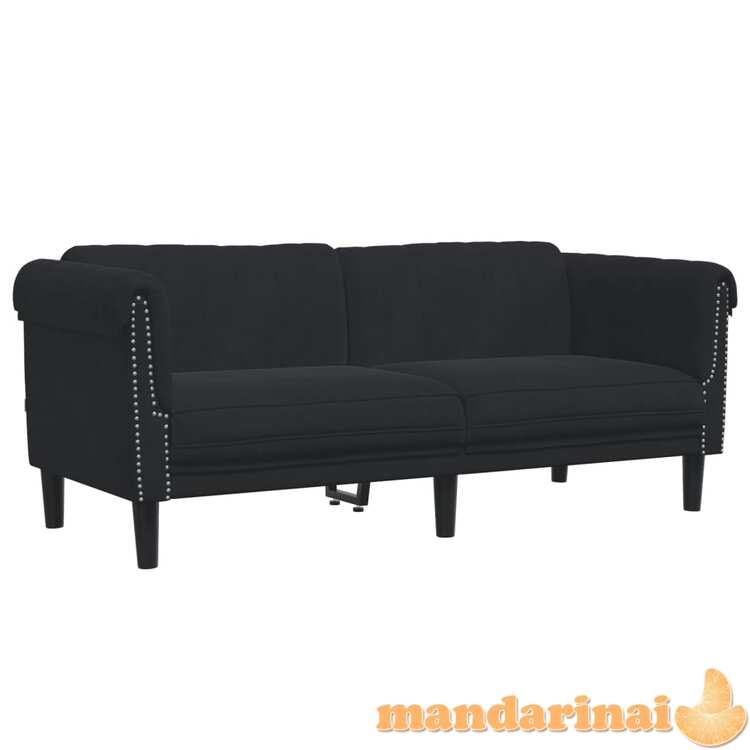 Dvivietė sofa, juodos spalvos, aksomas