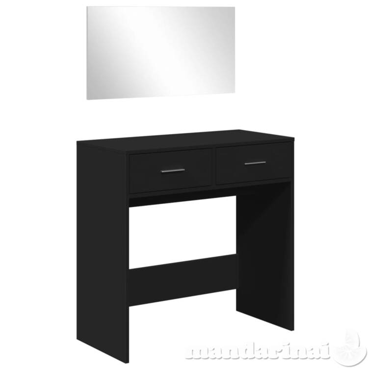 Kosmetinis staliukas su veidrodžiu, juodos spalvos, 80x39x80cm