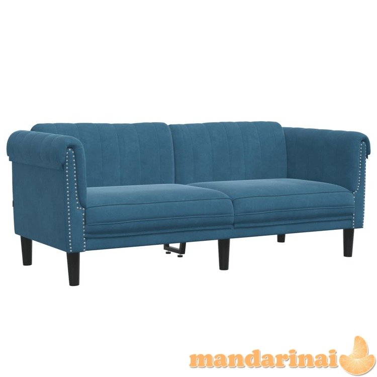 Dvivietė sofa, mėlynos spalvos, aksomas