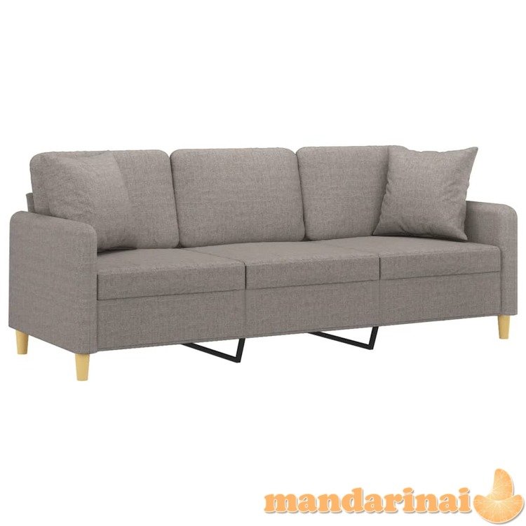 Trivietė sofa su pagalvėlėmis, taupe spalvos, 180cm, audinys