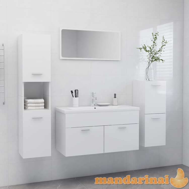 Vonios kambario baldų komplektas, baltas, mdp, ypač blizgus