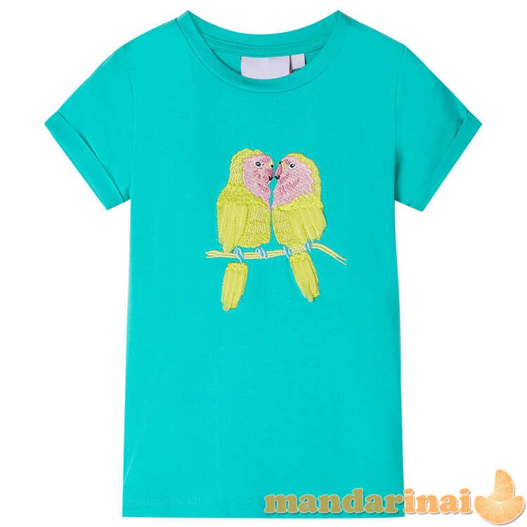 Vaikiški marškinėliai, mėtinės spalvos, 128 dydžio