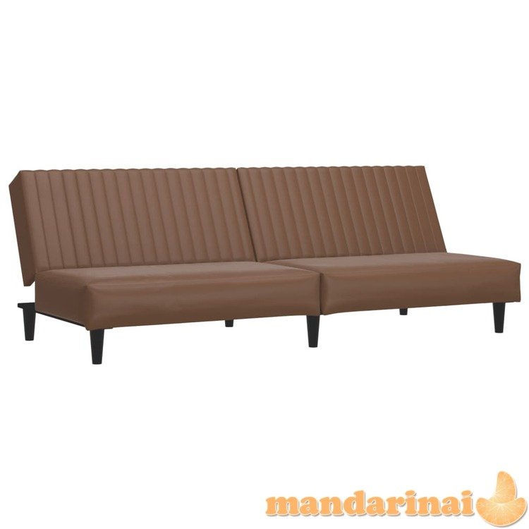 Dvivietė sofa-lova, rudos spalvos, dirbtinė oda