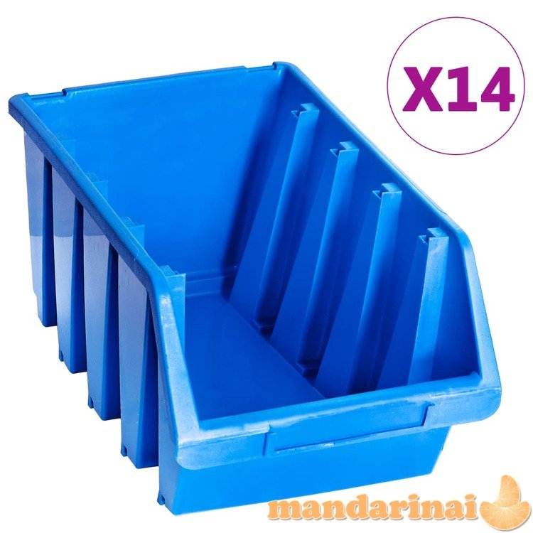 Sudedamos sandėliavimo dėžės, 14vnt., mėlynos, plastikas