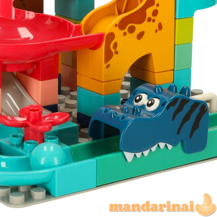 Kūrybiniai blokeliai kamuoliukų takelio dinozaurų parkas 62vnt 2