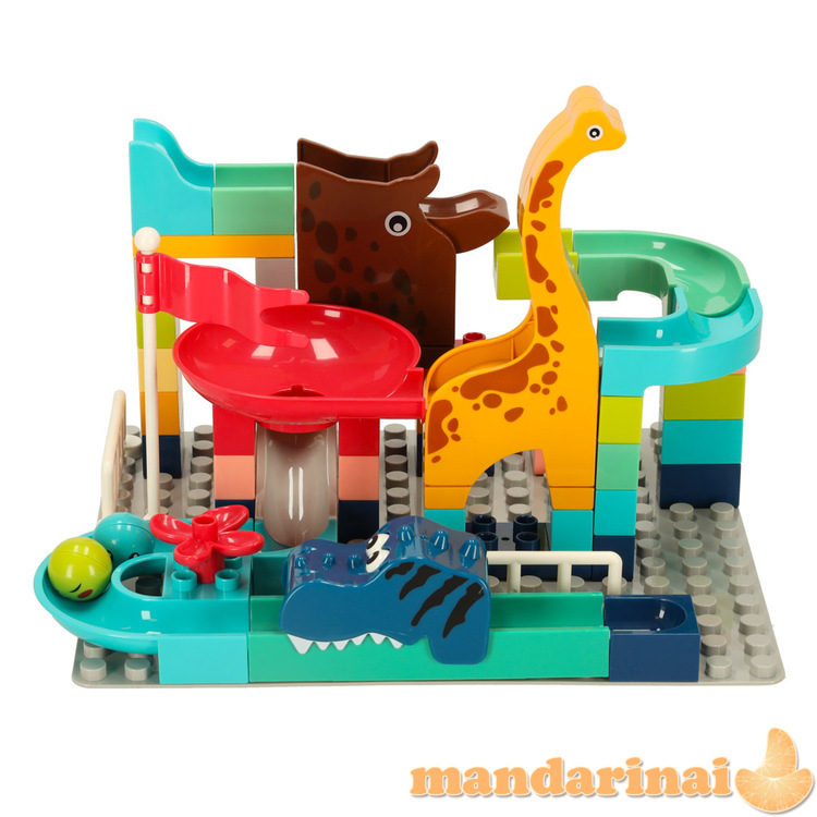 Kūrybiniai blokeliai kamuoliukų takelio dinozaurų parkas 62vnt 3