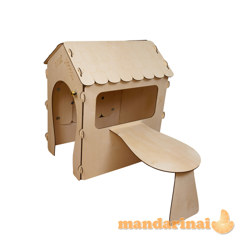 Medinis namelis vaikams su lenta ir stalu 1