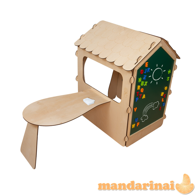 Medinis namelis vaikams su lenta ir stalu 2