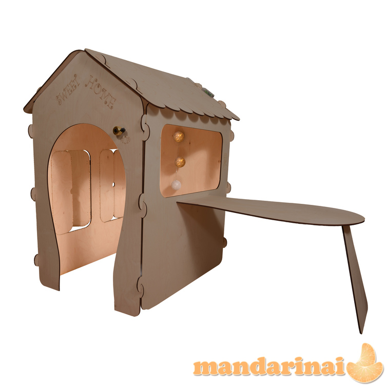 Medinis namelis vaikams su lenta ir stalu 4