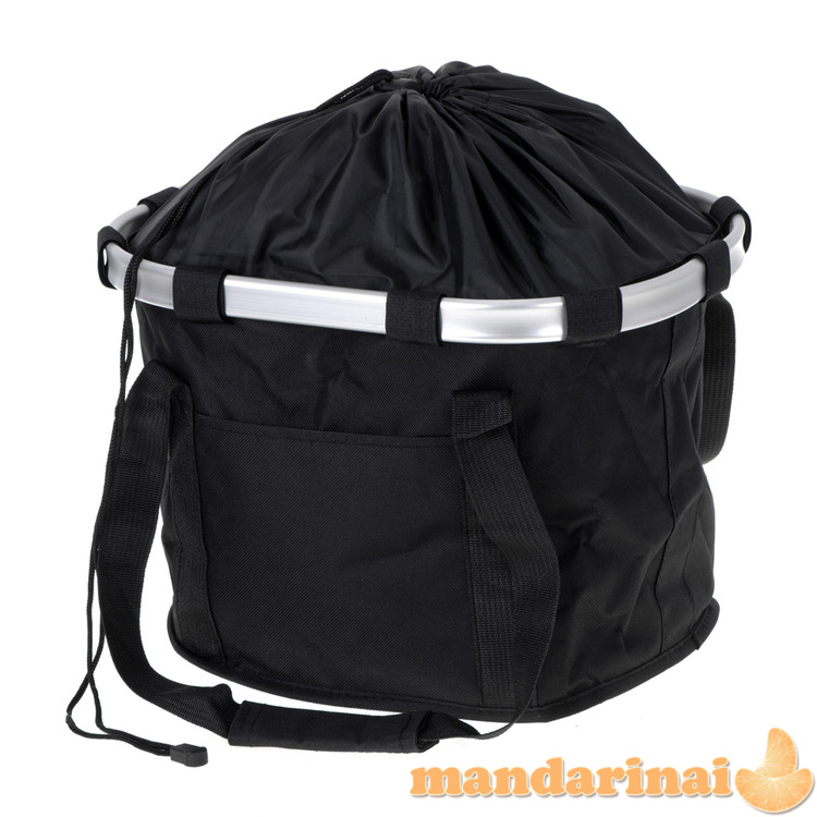 Dviračio krepšelio priekinis dangtelis sulankstomas spragtelėjimas juodas