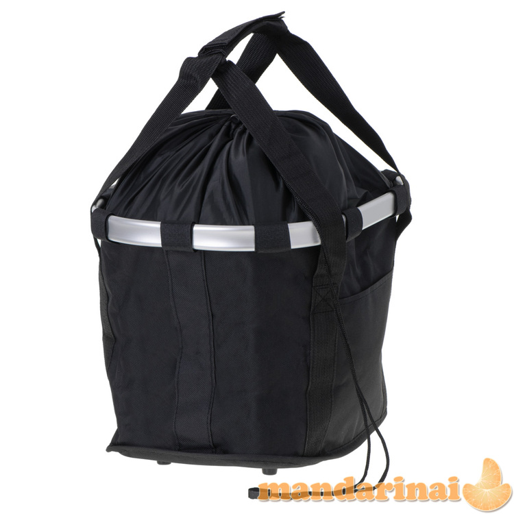 Dviračio krepšelio priekinis dangtelis sulankstomas spragtelėjimas juodas 4