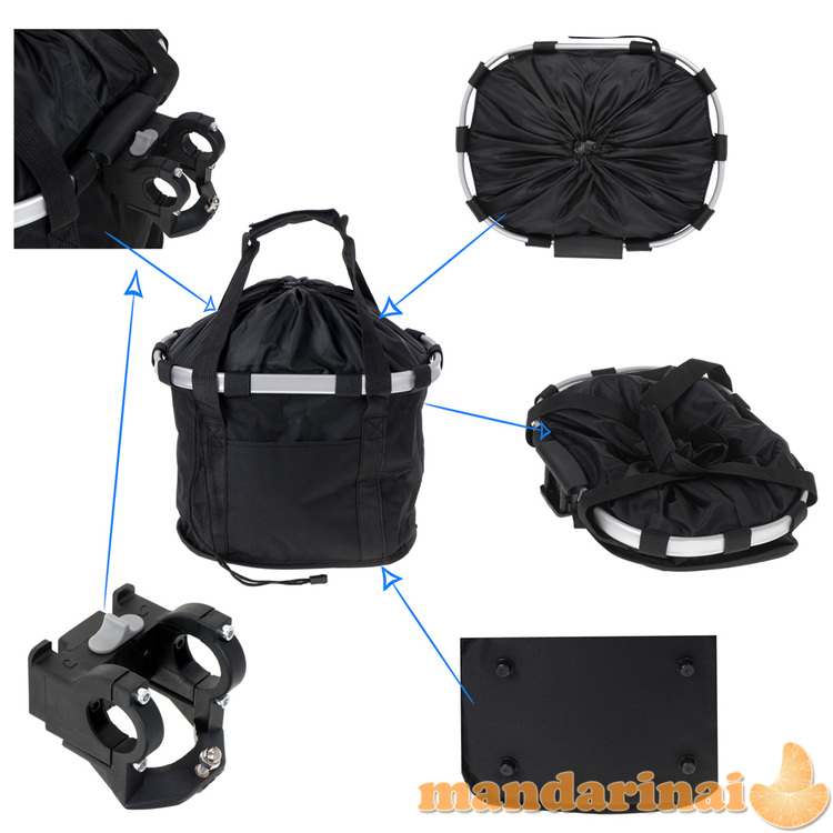 Dviračio krepšelio priekinis dangtelis sulankstomas spragtelėjimas juodas 1