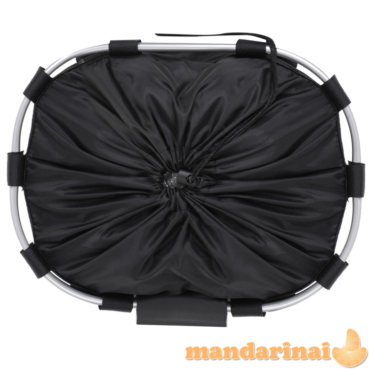 Dviračio krepšelio priekinis dangtelis sulankstomas spragtelėjimas juodas 2