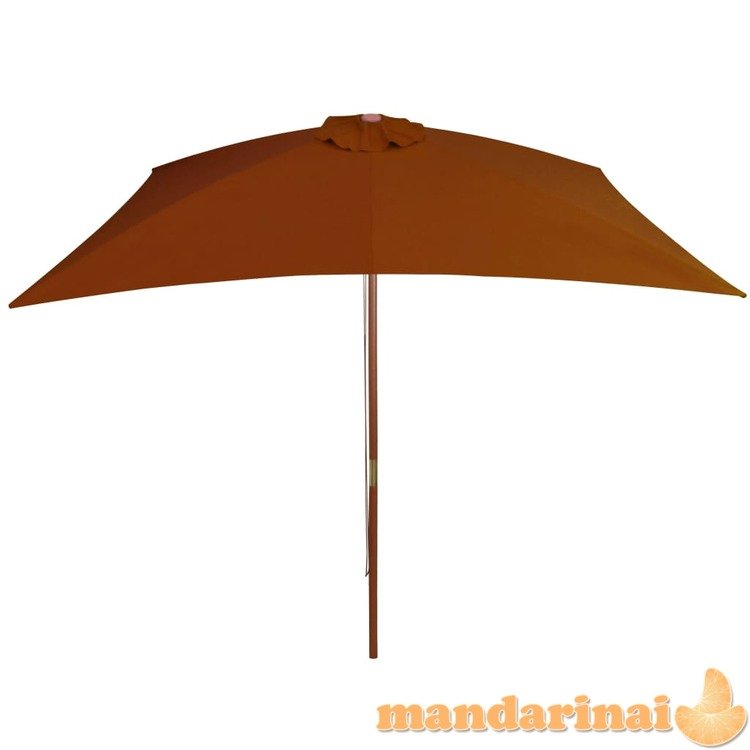 Lauko skėtis su mediniu stulpu, terakota spalvos, 200x300cm