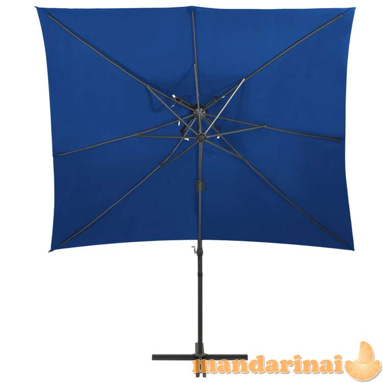 Gembinis skėtis su dvigubu viršumi, tamsiai mėlynas, 250x250cm