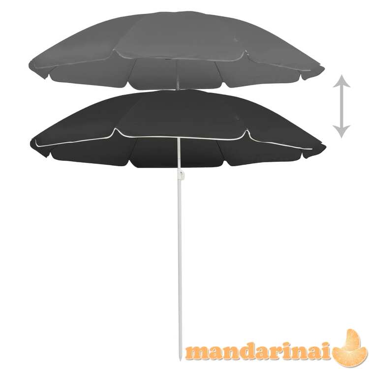 Lauko skėtis su plieniniu stulpu, antracito spalvos, 180cm