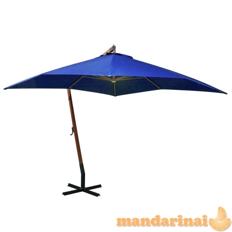 Kabantis skėtis su stulpu, tamsiai mėlynas, 3x3m, eglės masyvas