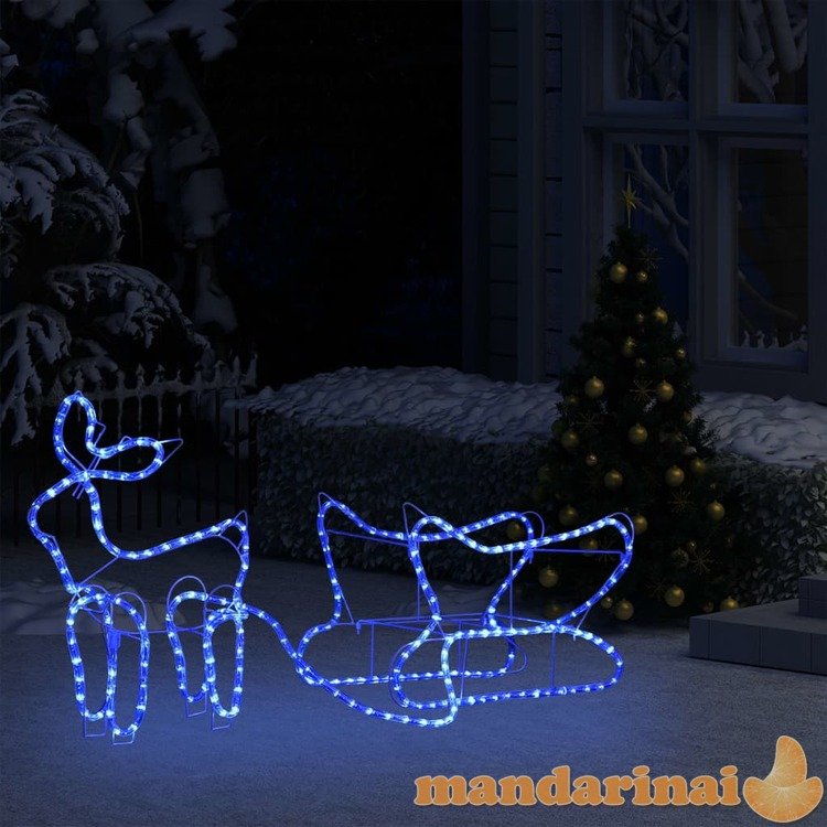 Kalėdinė lauko dekoracija elnias ir rogės, 252 led lemputės