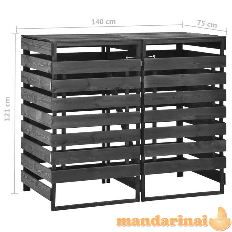 Dviguba konteinerių pastogė, 140x75x121cm, pušies masyvas