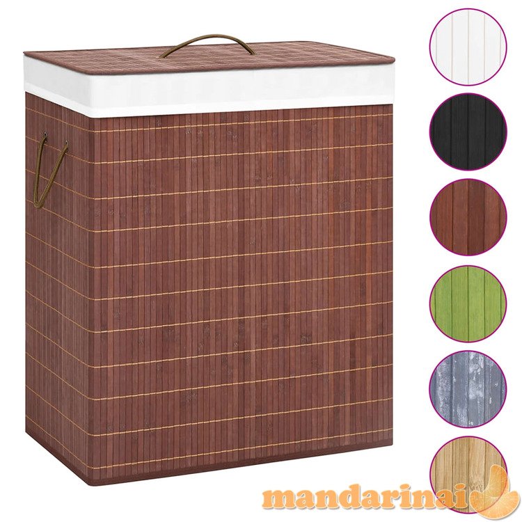 Skalbinių krepšys, rudos spalvos, bambukas, 100l