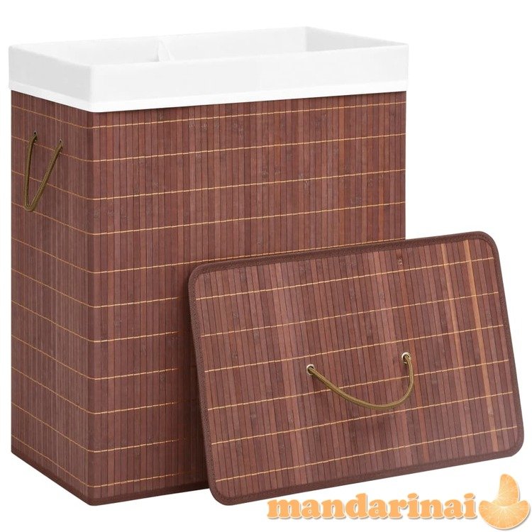Skalbinių krepšys, rudos spalvos, bambukas, 100l
