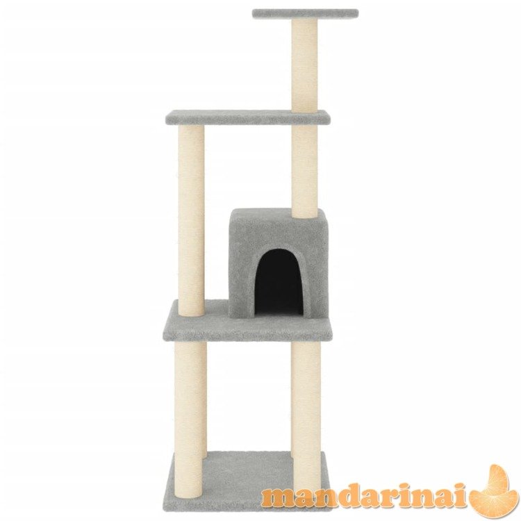 Draskyklė katėms su stovais iš sizalio, šviesiai pilka, 105cm