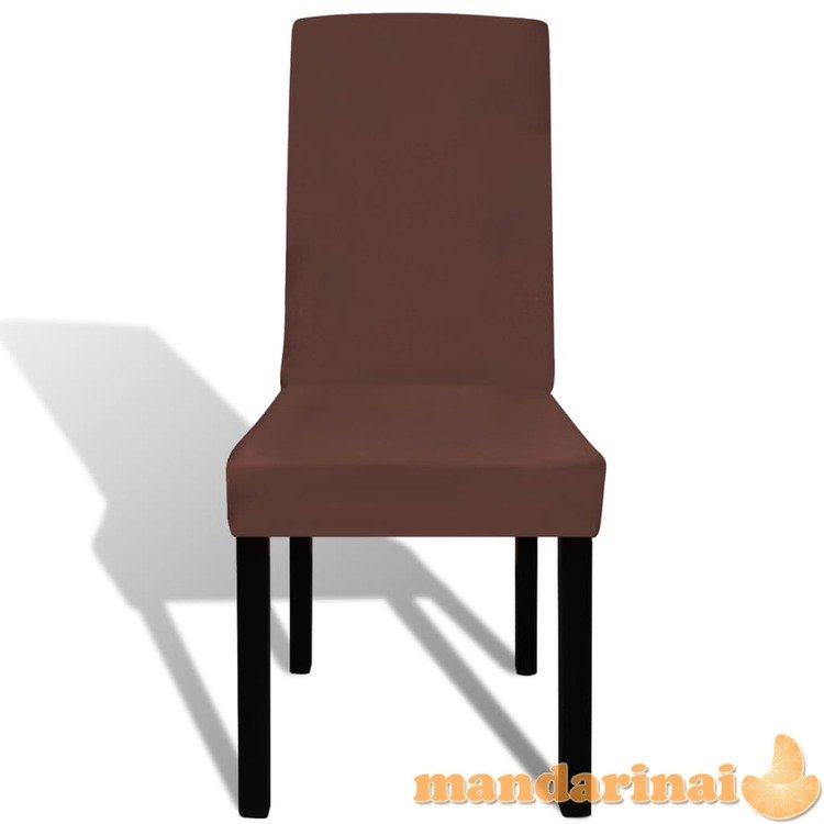 Tiesūs įtempiami kėdžių užvalkalai, 6vnt., rudos spalvos
