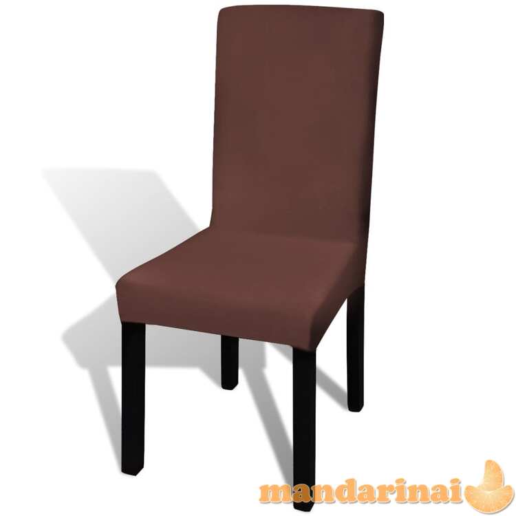 Tiesūs įtempiami kėdžių užvalkalai, 6vnt., rudos spalvos