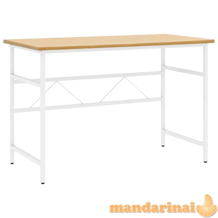 Kompiuterio stalas, baltas/ąžuolo, 105x55x72cm, mdf ir metalas