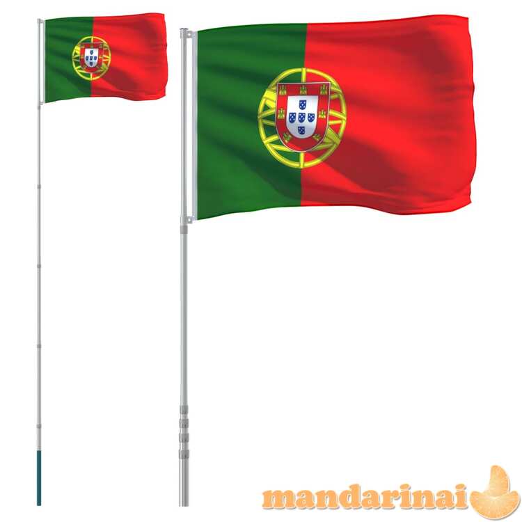 Portugalijos vėliava su stiebu, aliuminis, 5,55m