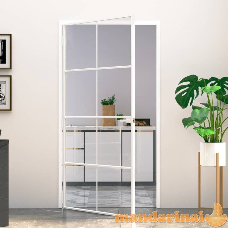 Vidaus durys, baltos, 102x201,5cm, grūdintas stiklas/aliuminis