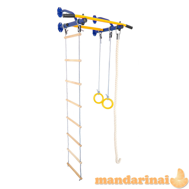 Prie sienos montuojamas skersinis su priedais SANRO ECO LIGHT Mėlynai-geltonas