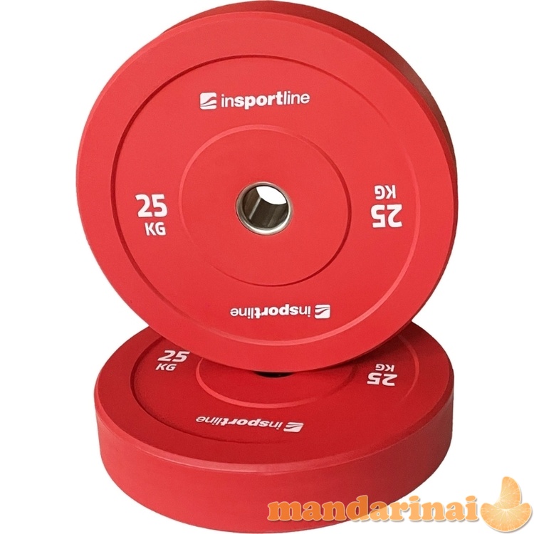 Guminis svorio diskas inSPORTline Bumper Plate Go 25 kg 50 mm