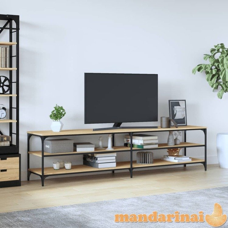 Televizoriaus spintelė, ąžuolo, 200x30x50cm, mediena ir metalas