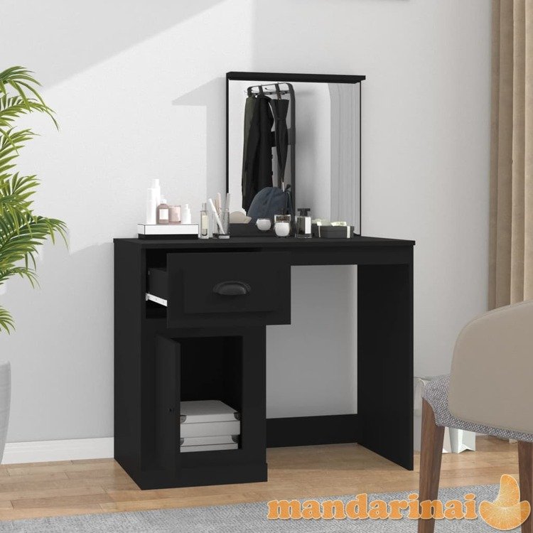 Kosmetinis staliukas, juodas, 90x50x132,5cm, apdirbta mediena