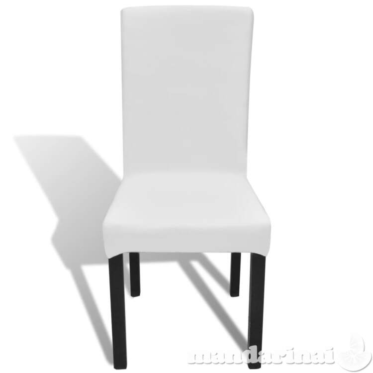 6 tamprūs kėdžių užvalkalai, tiesūs, balti
