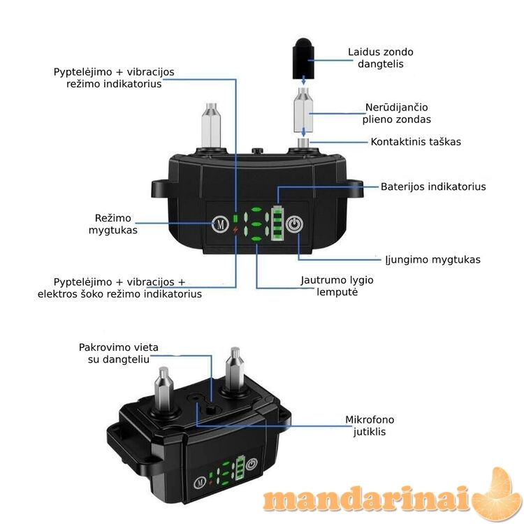 Vandeniui atsparus, pakraunamas antkaklis nuo lojimo
