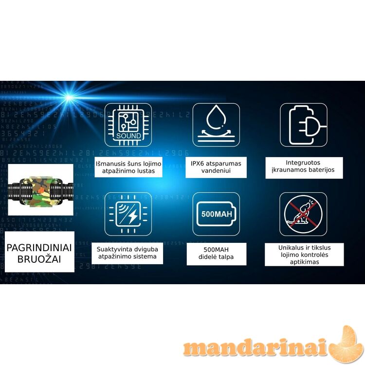 Vandeniui atsparus, pakraunamas antkaklis nuo lojimo