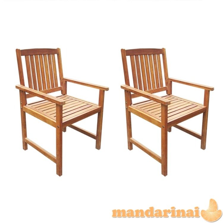 Sodo kėdės, 2 vnt., tvirta akacijos mediena, rudos
