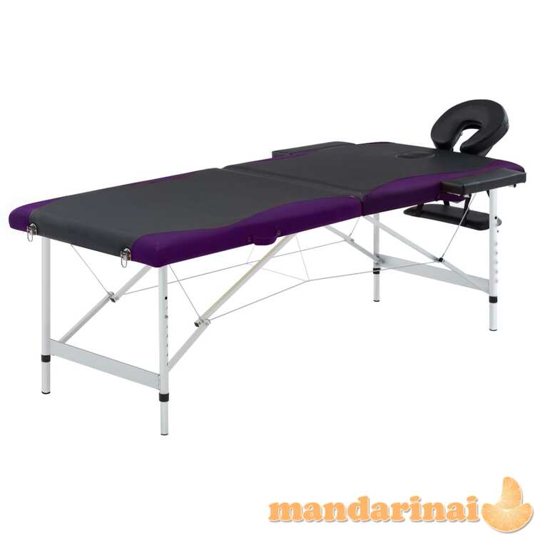 Masažinis stalas, juodas ir violetinis, aliuminis, 2 zonų