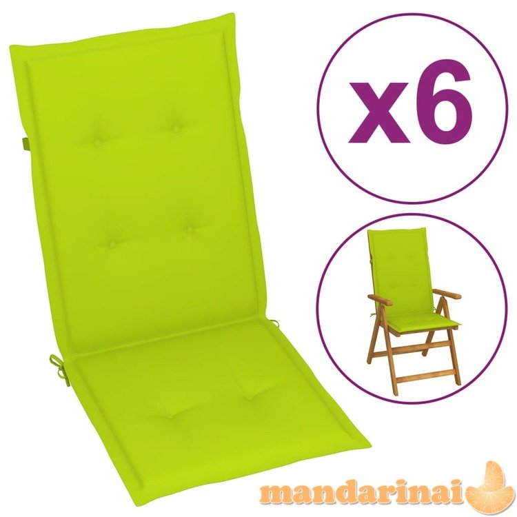Sodo kėdės pagalvėlės, 6vnt., šviesiai žalios, 120x50x4cm