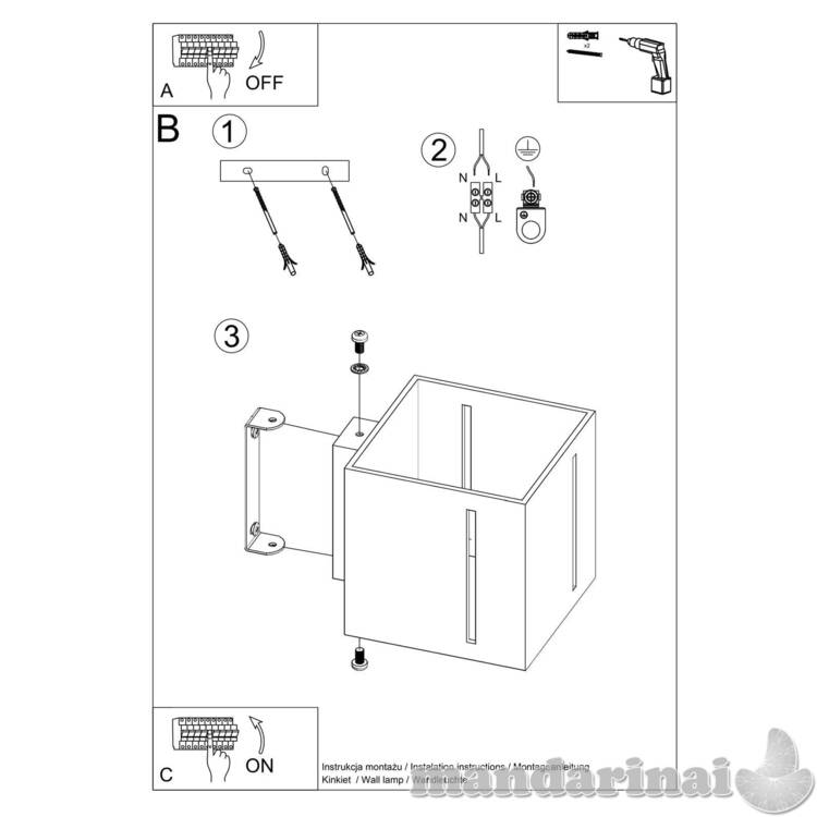 Sieninis šviestuvas PIXAR juodas 5