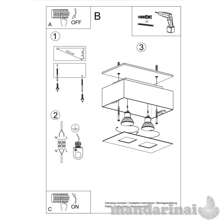 Šviestuvas mono 2 baltas